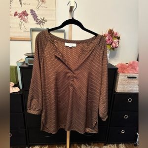LOFT brown polka dot blouse. Size M. Perfect condition.